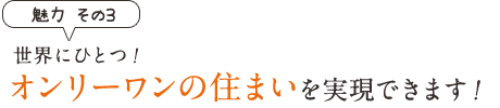 魅力その3　世界にひとつ！オンリーワンの住まいを実現できます